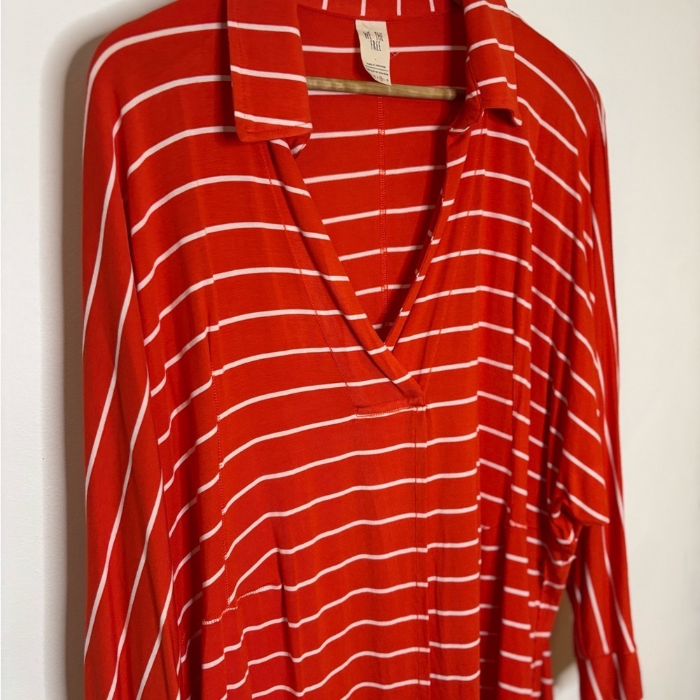 We The Free Can’t Fool Me Red and White Striped Blouse M - Picture 9 of 9